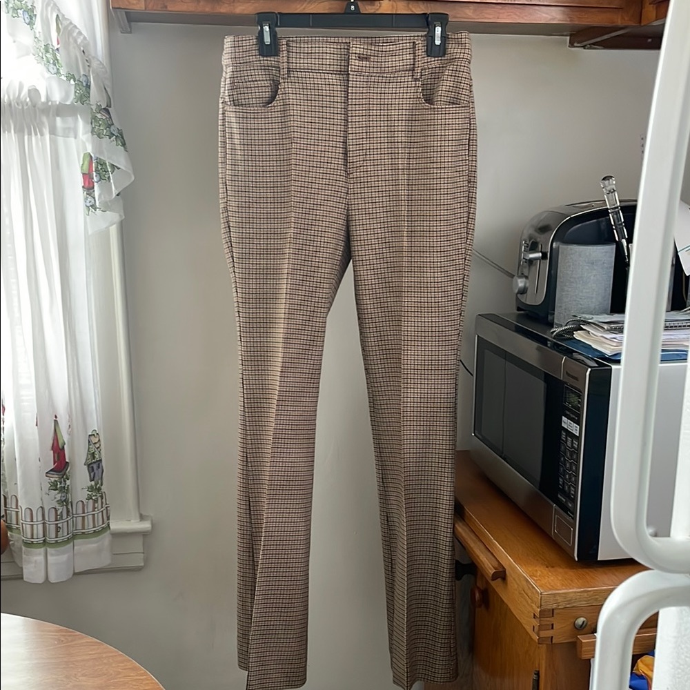 LOFT Brown Plaid Boot Cut Pants